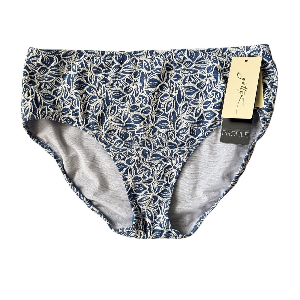 Profile by Gottex women's bikini swimsuit bottoms blue and white textured 12